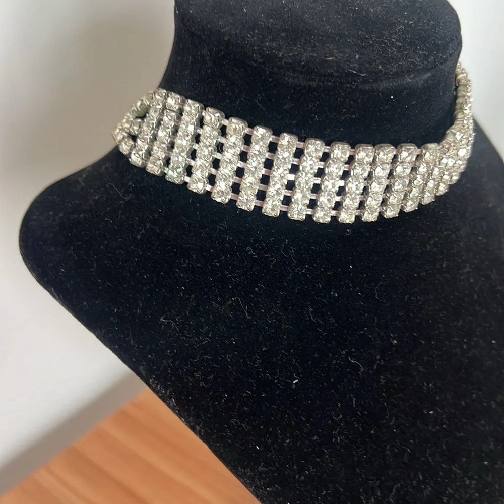 Vintage Y2K Full 5 Row Rhinestone McBling Choker